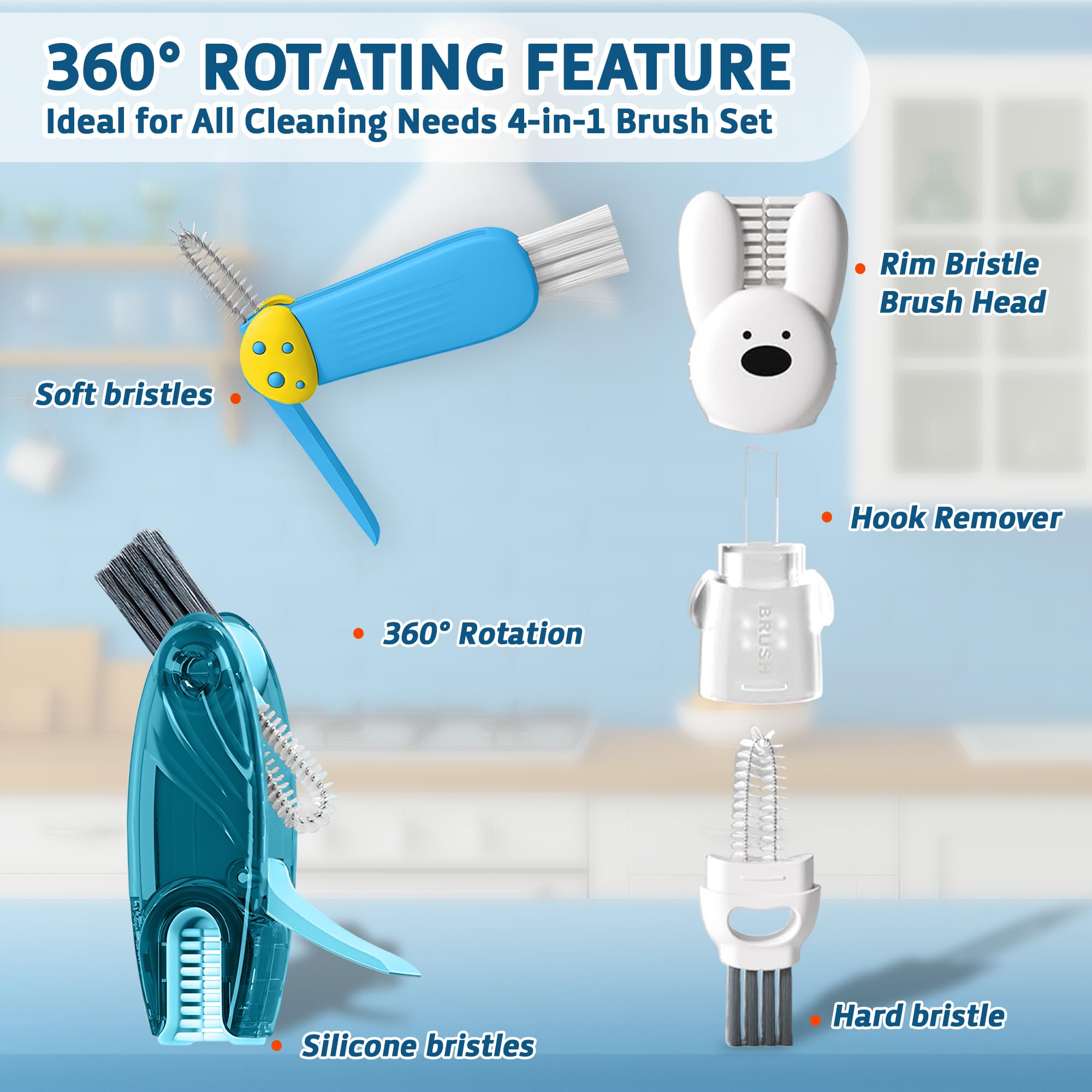 ANSOTHIN 3in1-lid-brush-heads reach into tight bottle lids for thorough grime removal.