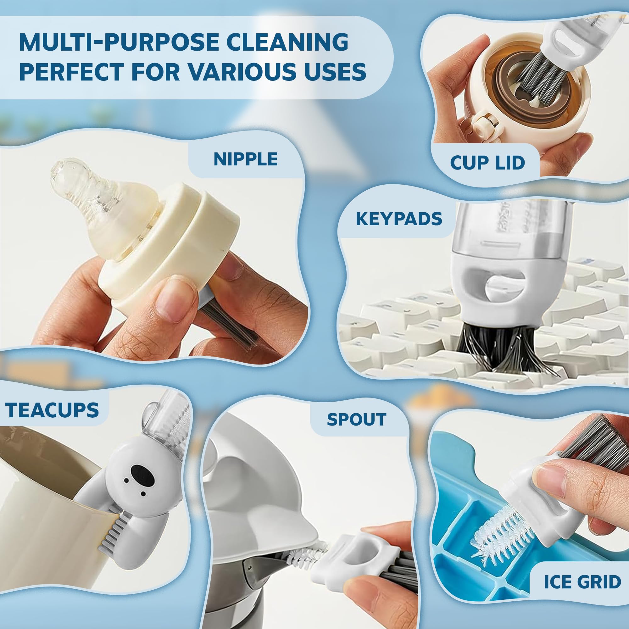 ANSOTHIN bottle-lid-cleaner-narrow-gap reaches rubber seals for deeper sanitize potential.