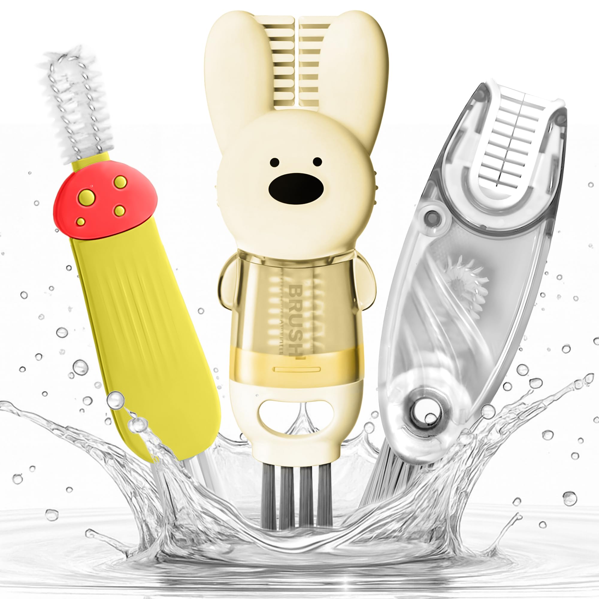 ANSOTHIN cup lid cleaning brush 4-in-1 in action, keeps lids pristine for daily hydration.