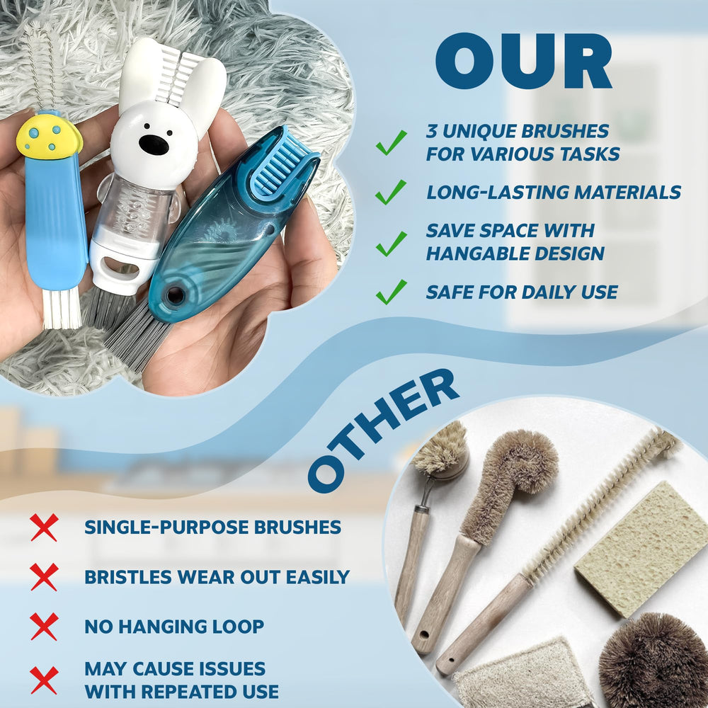 ANSOTHIN heat-resistant-silicone-bristles safeguard glass and plastic while cleaning.