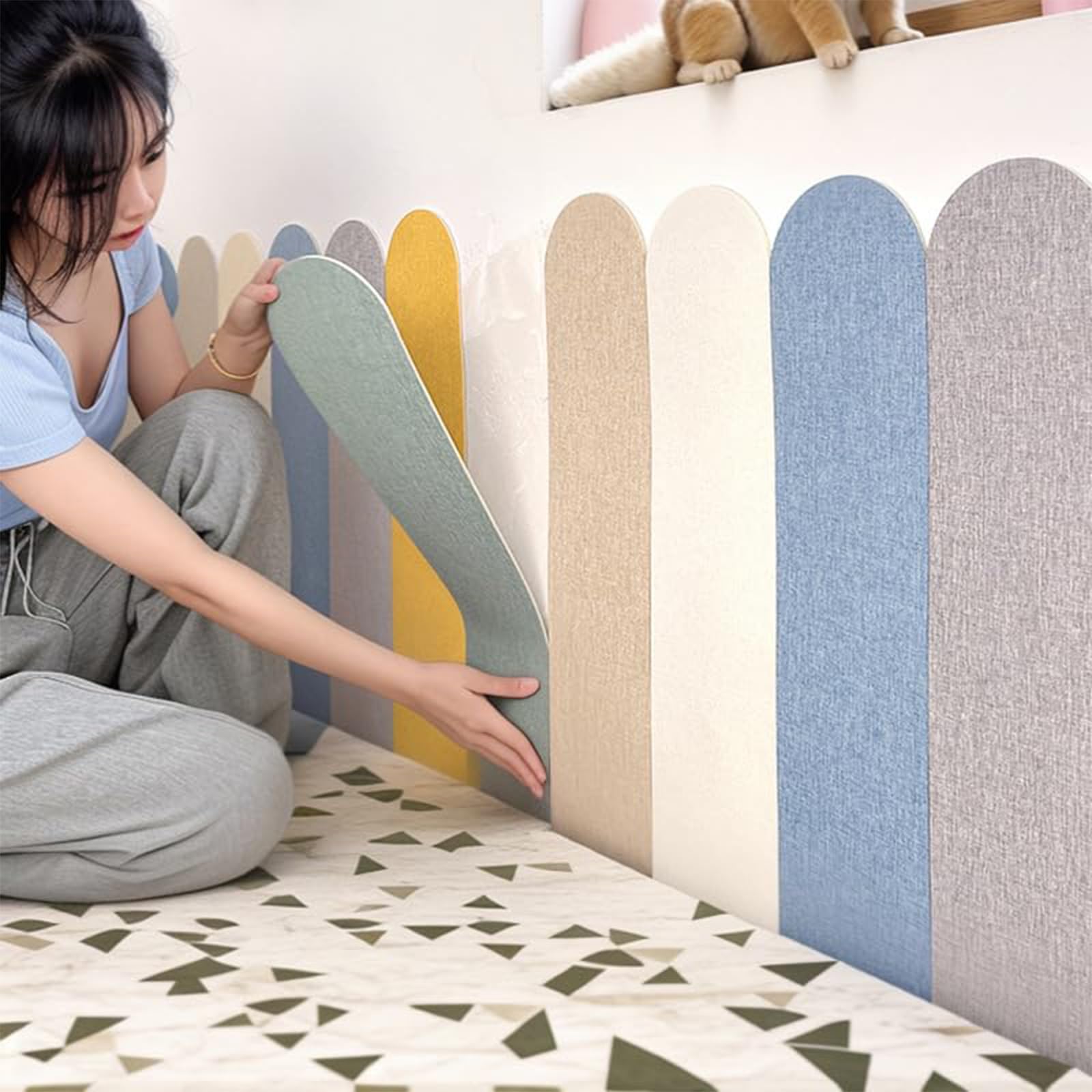 Antenat nursery playroom wall protection panels white - durable, easy-clean surface