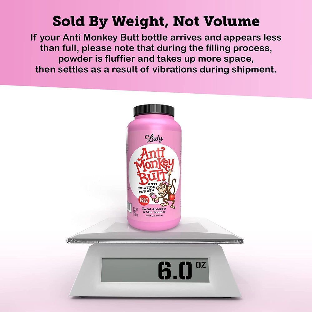 Anti Monkey Butt Lady Powder container emphasizes calamine and cornstarch ingredients