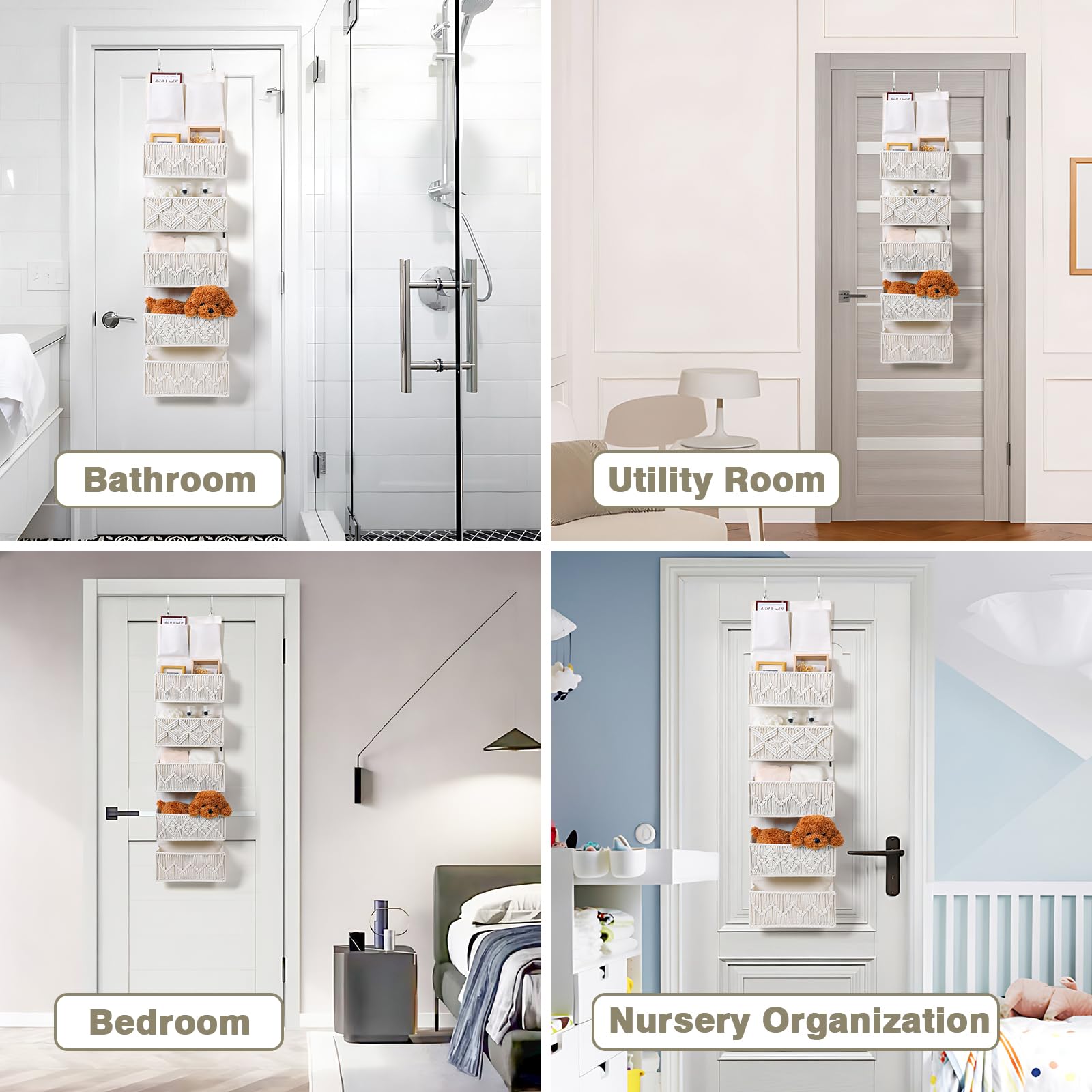 ANTIS'S HOME baby items neatly stored in large woven pockets.