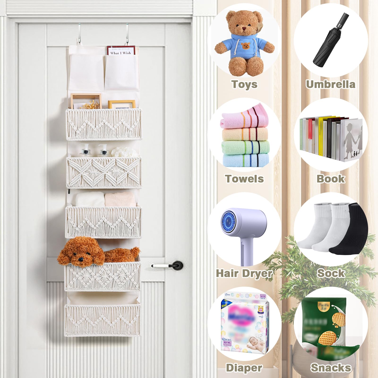 ANTIS'S HOME boho decor enhances storage with warm macrame texture.
