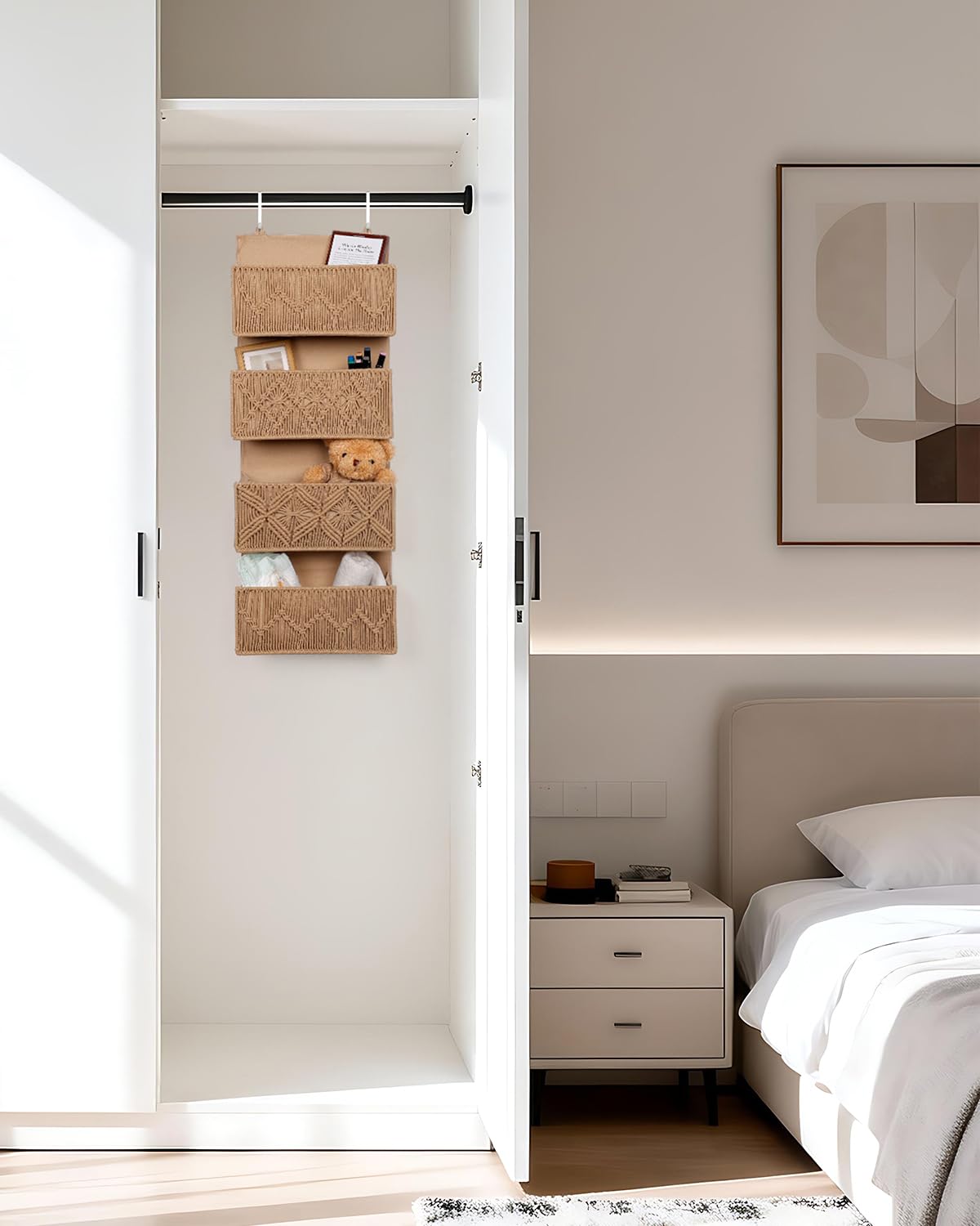 ANTIS'S HOME durable canvas with cotton rope weave keeps items organized.