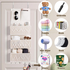 ANTIS'S HOME nursery macrame organizer holds diapers and bottles neatly