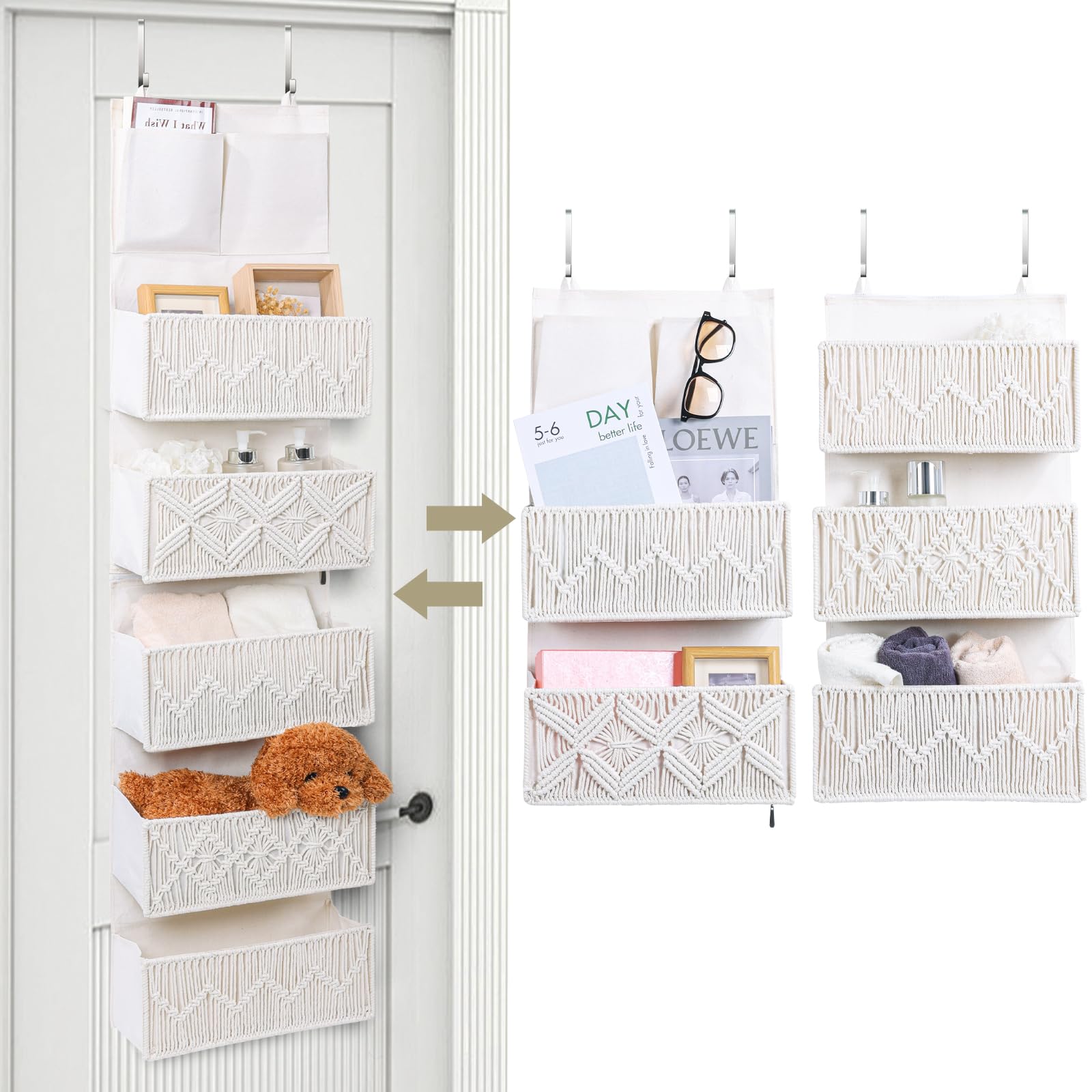 ANTIS'S HOME over-the-door organizer macrame pockets for clutter-free entryway storage.