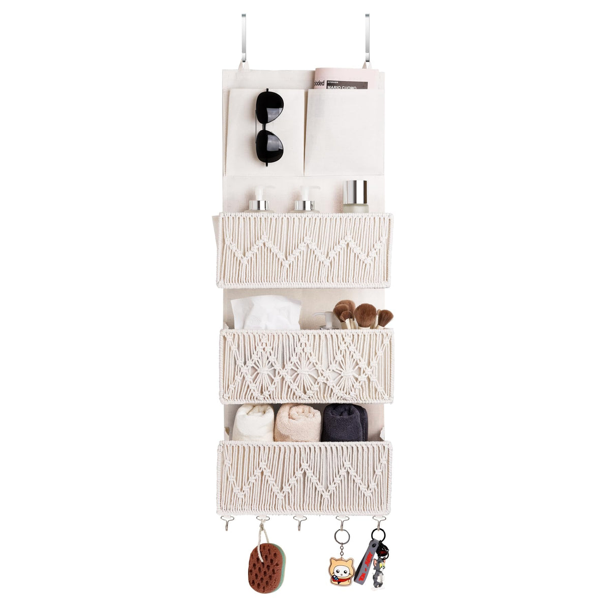 ANTIS'S HOME over-the-door organizer beige pockets keeping daily essentials organized