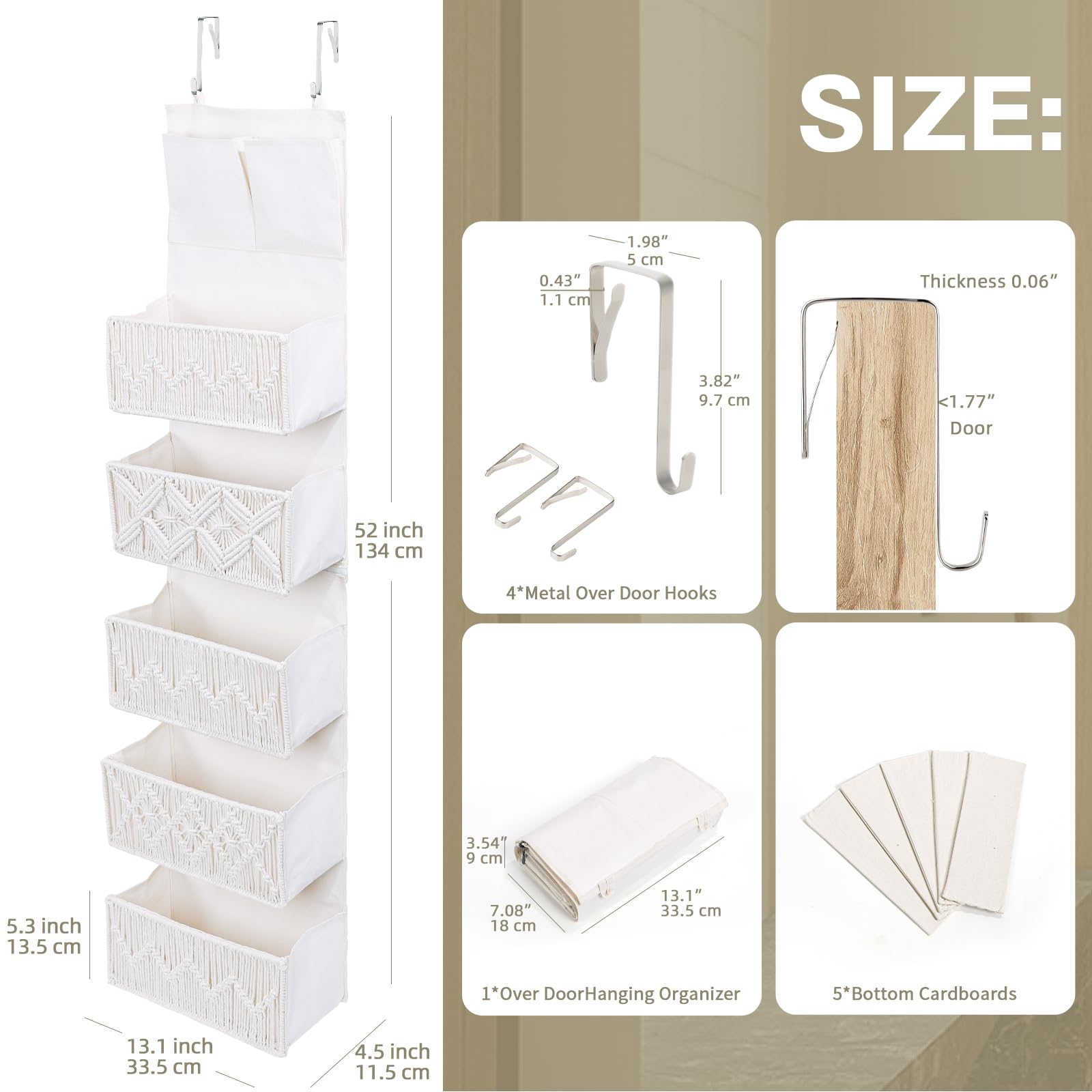ANTIS'S HOME PE-board-supported pockets maintain shape for stable organization.