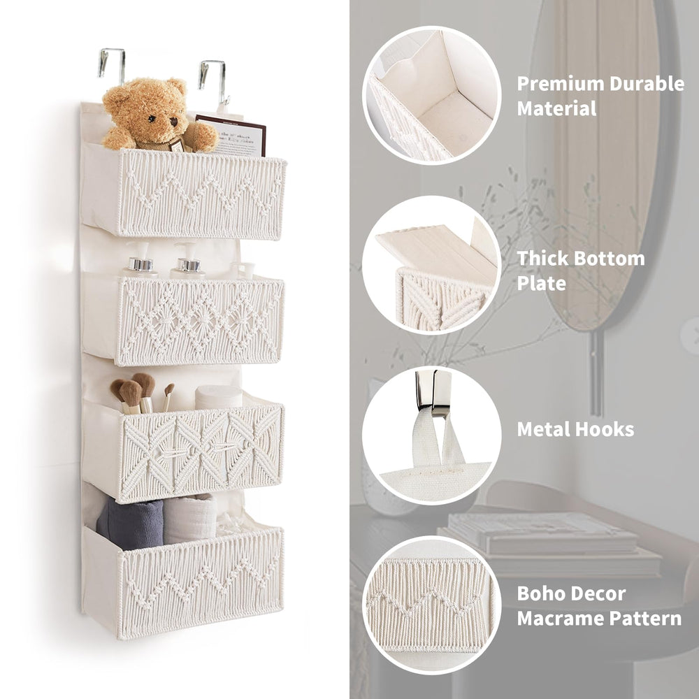 ANTIS'S HOME boho door organizer with cotton rope, adds decorative storage.