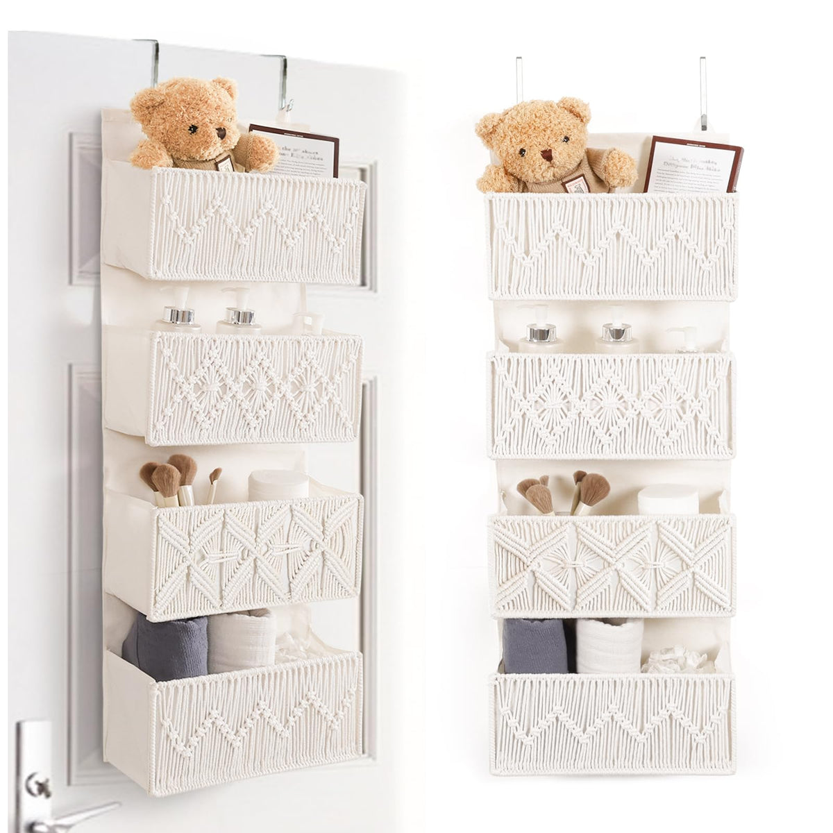 ANTIS'S HOME nursery organizer with four large woven pockets, ideal toy and diaper storage.