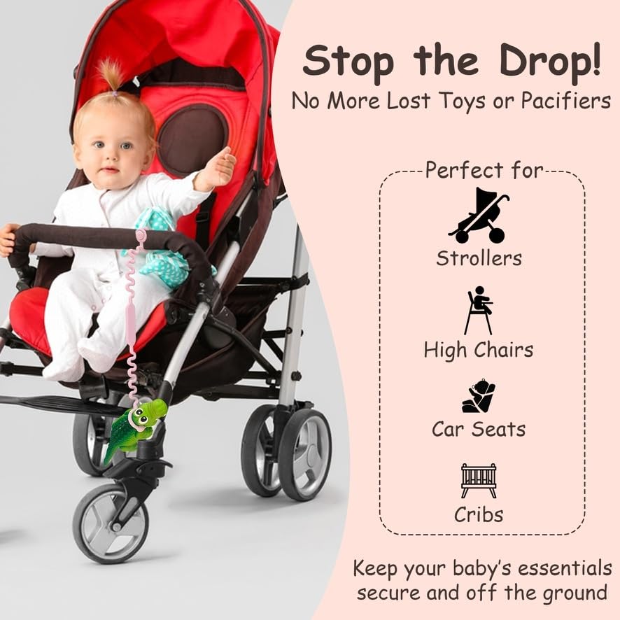 ANTOMILIO silicone baby toy straps on car seat minimize drops for car rides