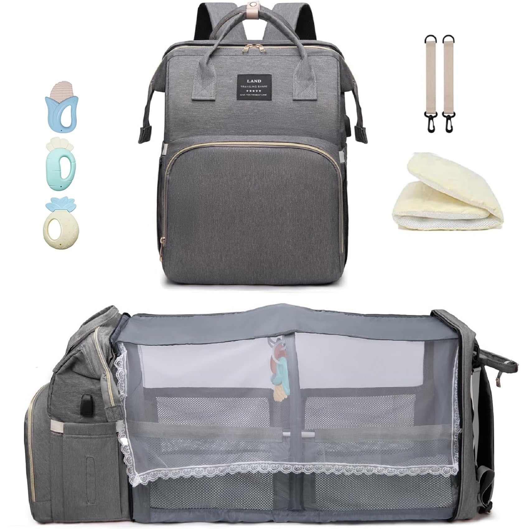 ANWTOTU diaper bag exterior in durable 900D Oxford fabric for daily use