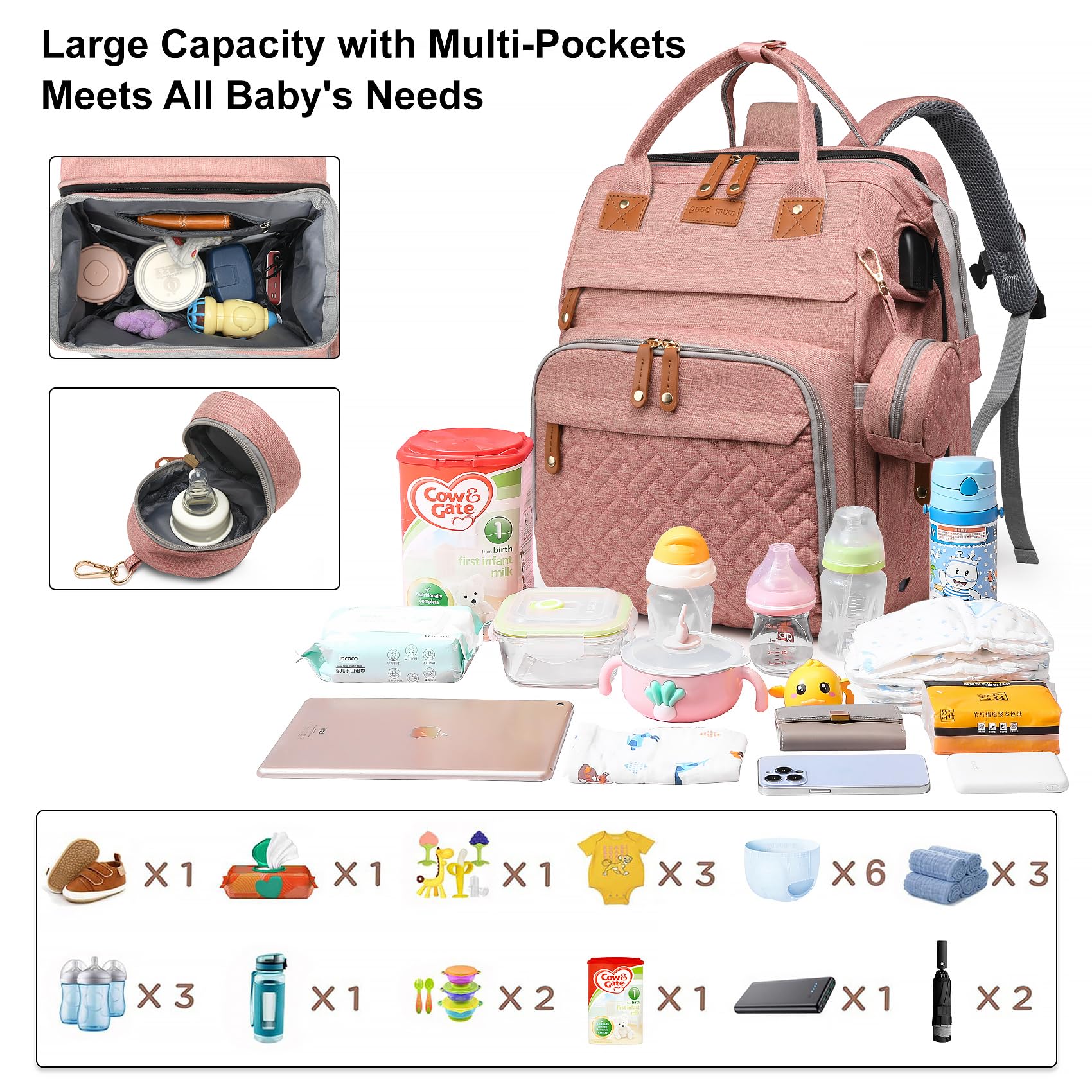 ANWTOTU diaper bag backpack changing station demonstrates on-the-go diaper changes.