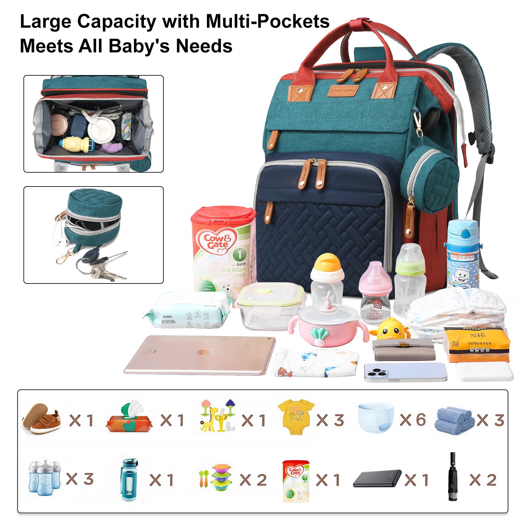 ANWTOTU diaper bag backpack changing station for quick on the spot changes