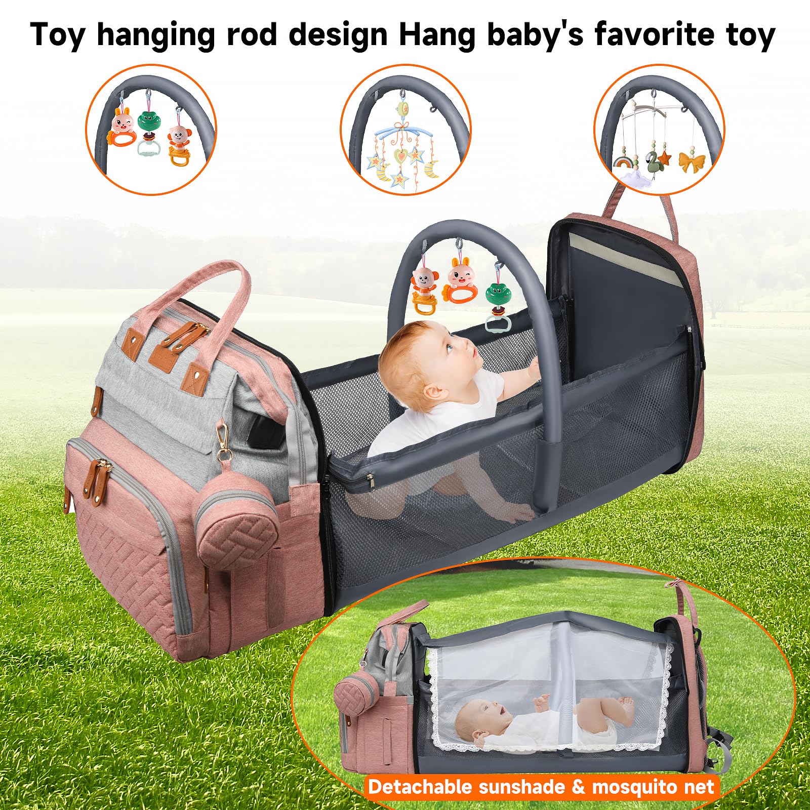 ANWTOTU diaper bag backpack interior organized with multiple pockets for essentials.