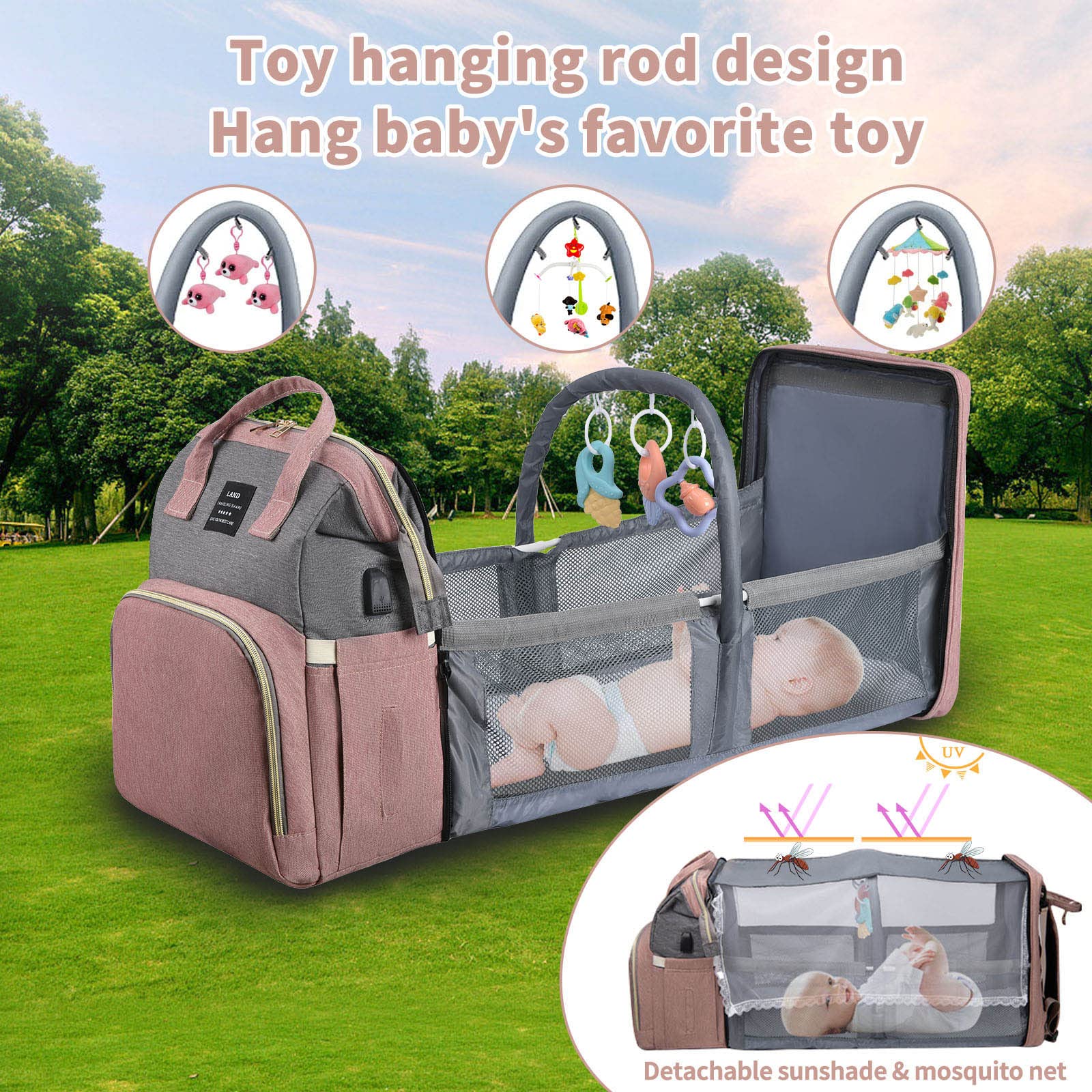 ANWTOTU diaper bag backpack open reveals spacious main compartment