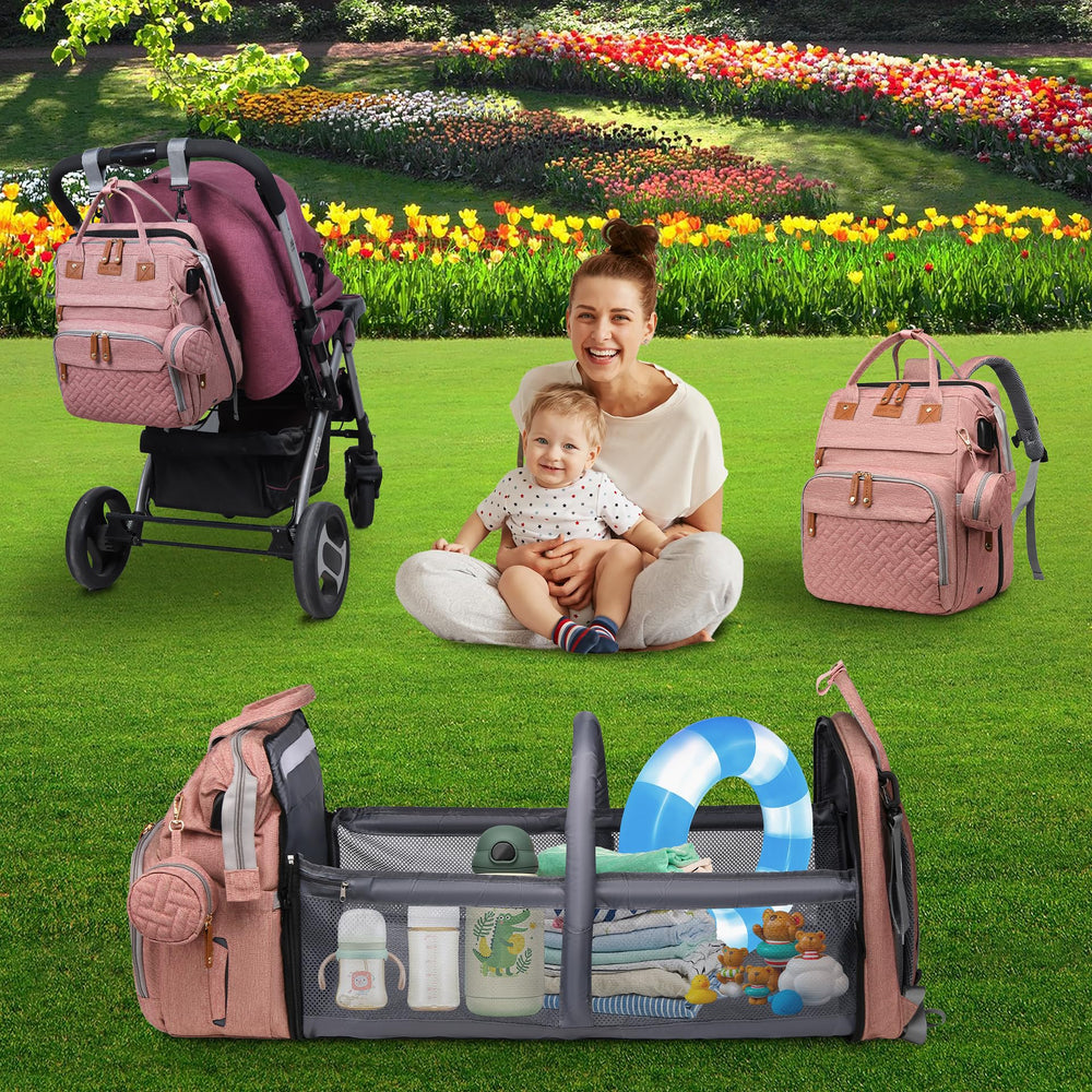 ANWTOTU diaper bag backpack stroller straps offer hands-free transport.