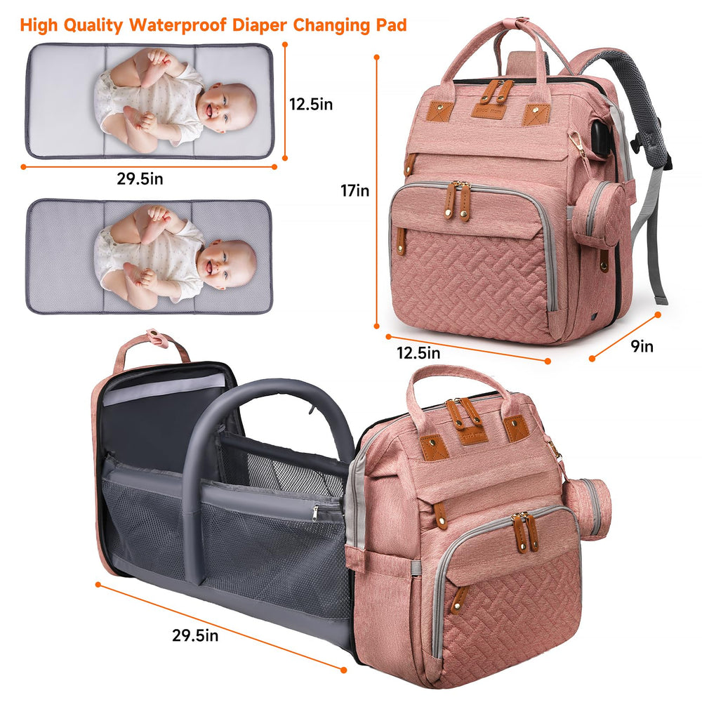 ANWTOTU diaper bag backpack USB port charging supports phone on trips.