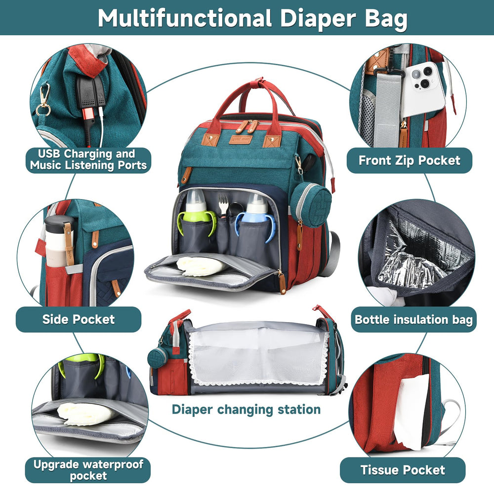 ANWTOTU diaper bag backpack USB port enables on the go charging