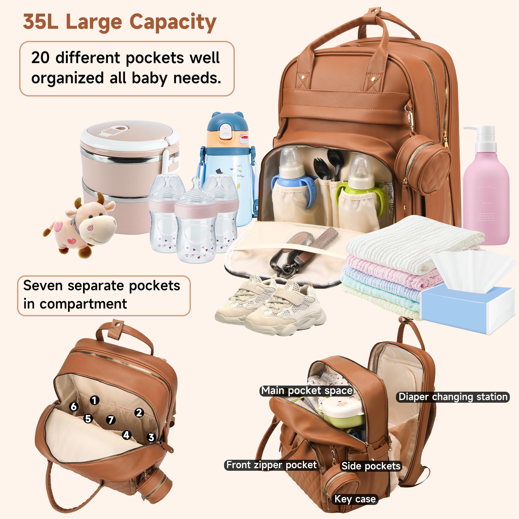 ANWTOTU diaper bag changing station foldable provides quick diaper changes on the go.