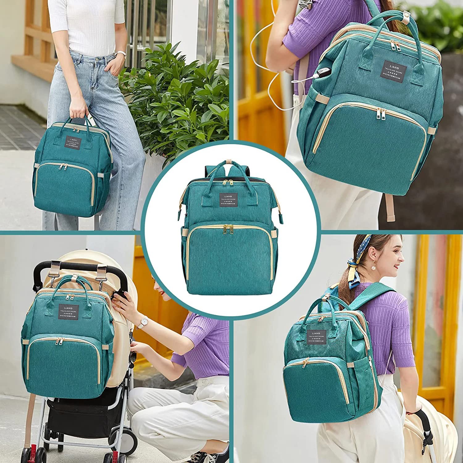 ANWTOTU diaper bag changing station setup enables easy on-the-go diaper changes.