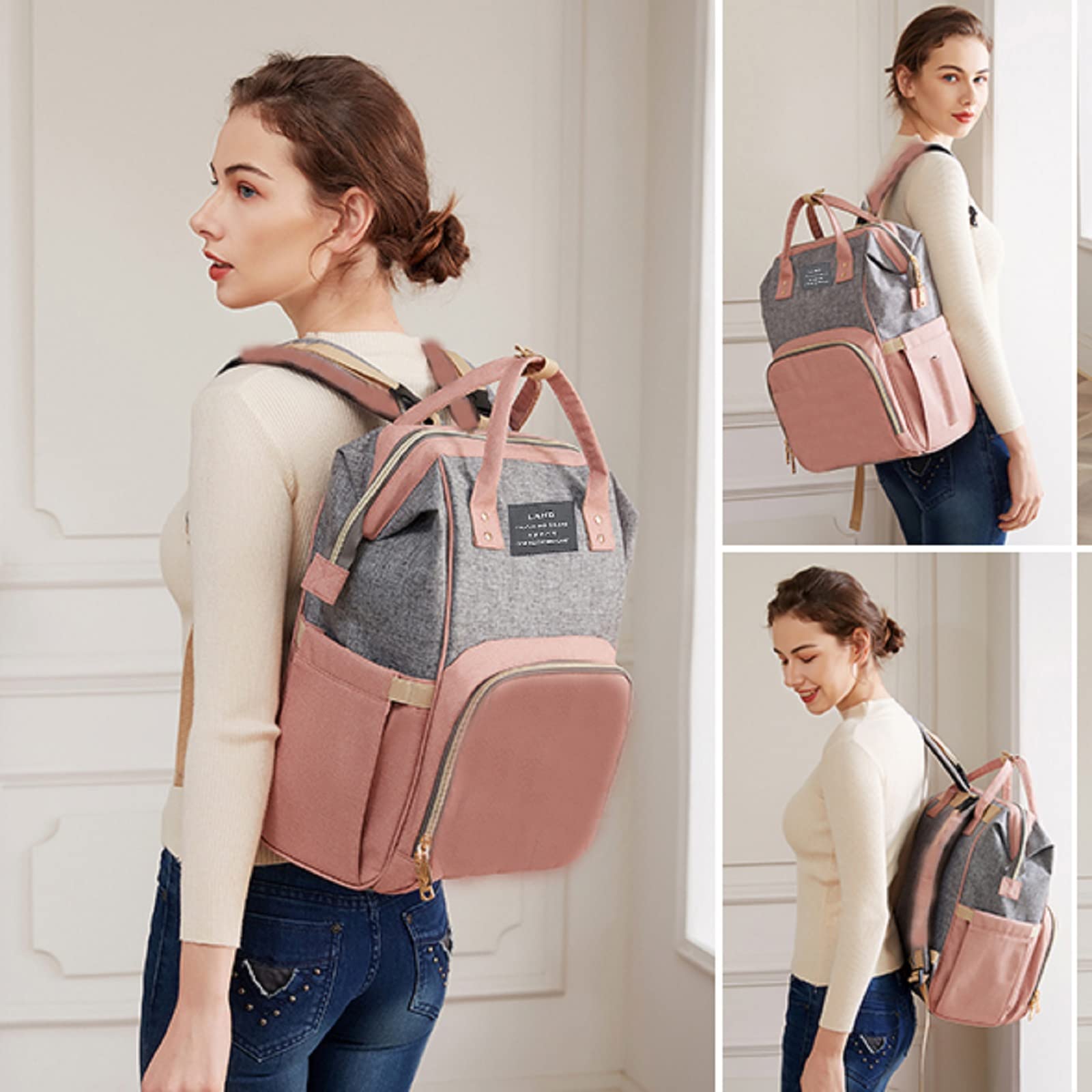 ANWTOTU diaper bag changing-station demonstrates built-in station for quick changes