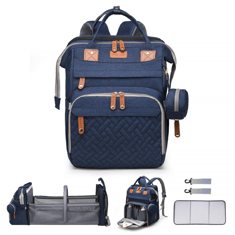 ANWTOTU diaper bag exterior showing sleek blue design for travel-ready organization