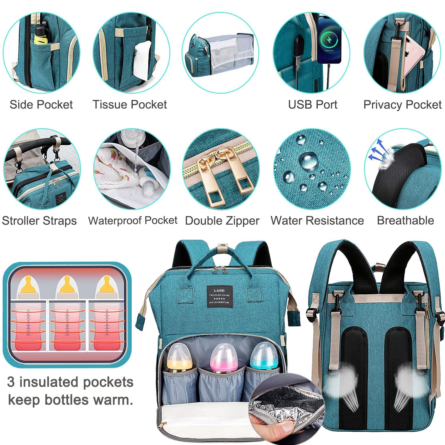 ANWTOTU insulated-bottle-pockets keep bottles at the right temperature during outings.