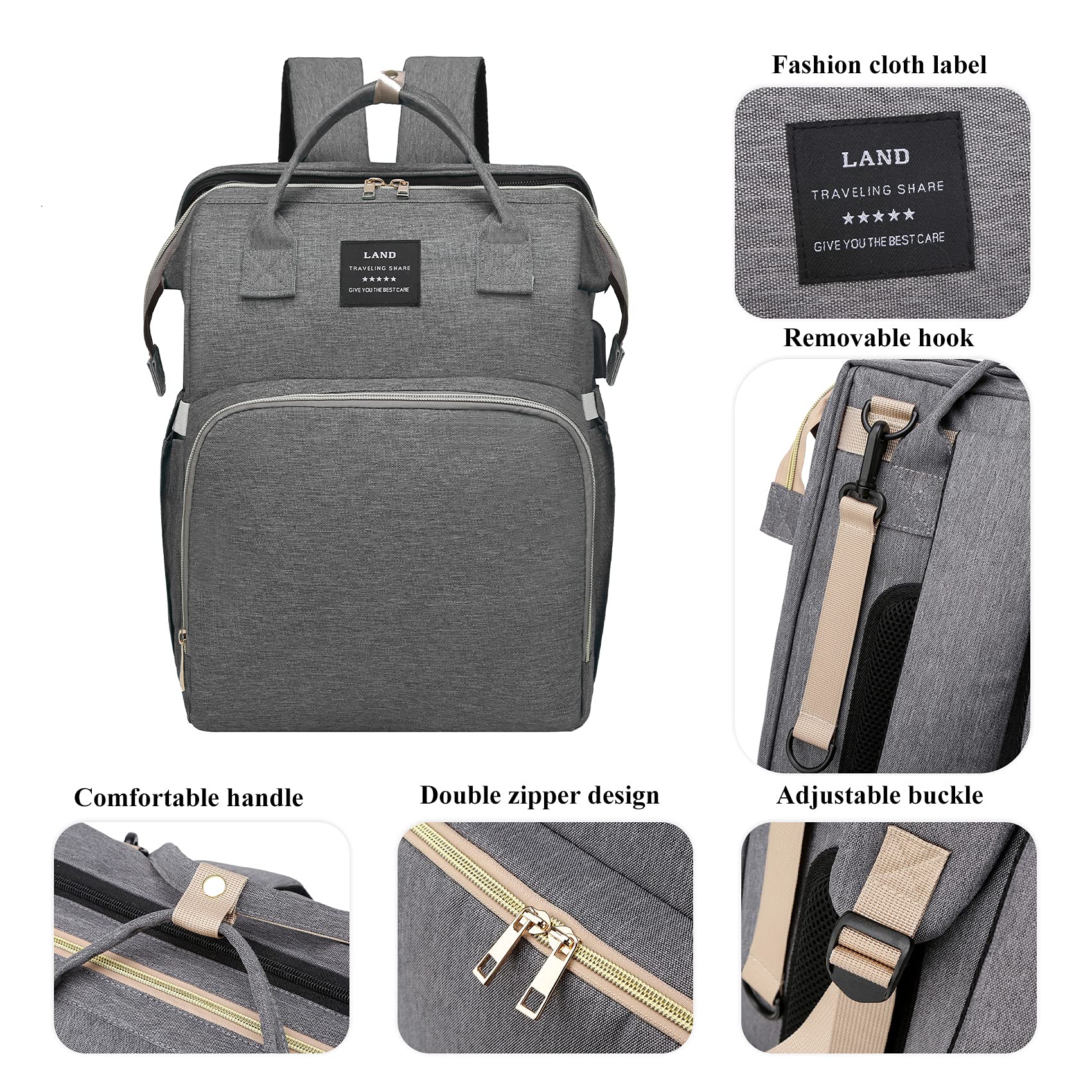 ANWTOTU diaper bag insulated pockets keep bottles warm or cool.