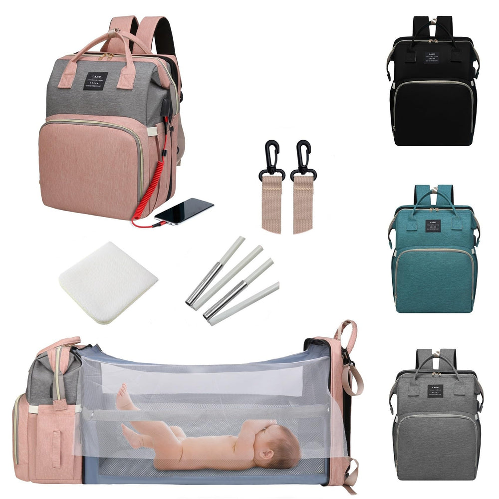 ANWTOTU diaper bag pink-grey exterior showcases durable waterproof fabric for everyday use