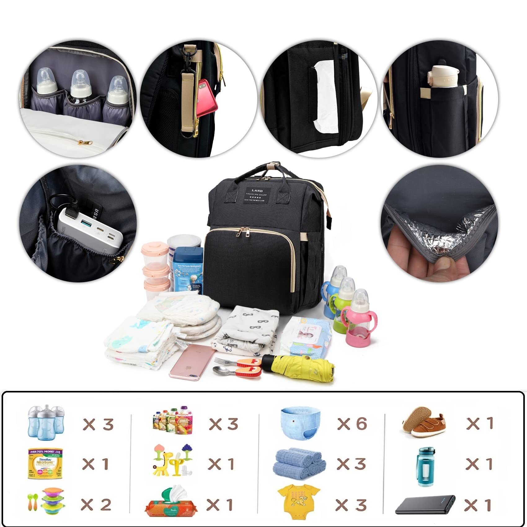 ANWTOTU diaper bag adjustable strap comforts during long trips.