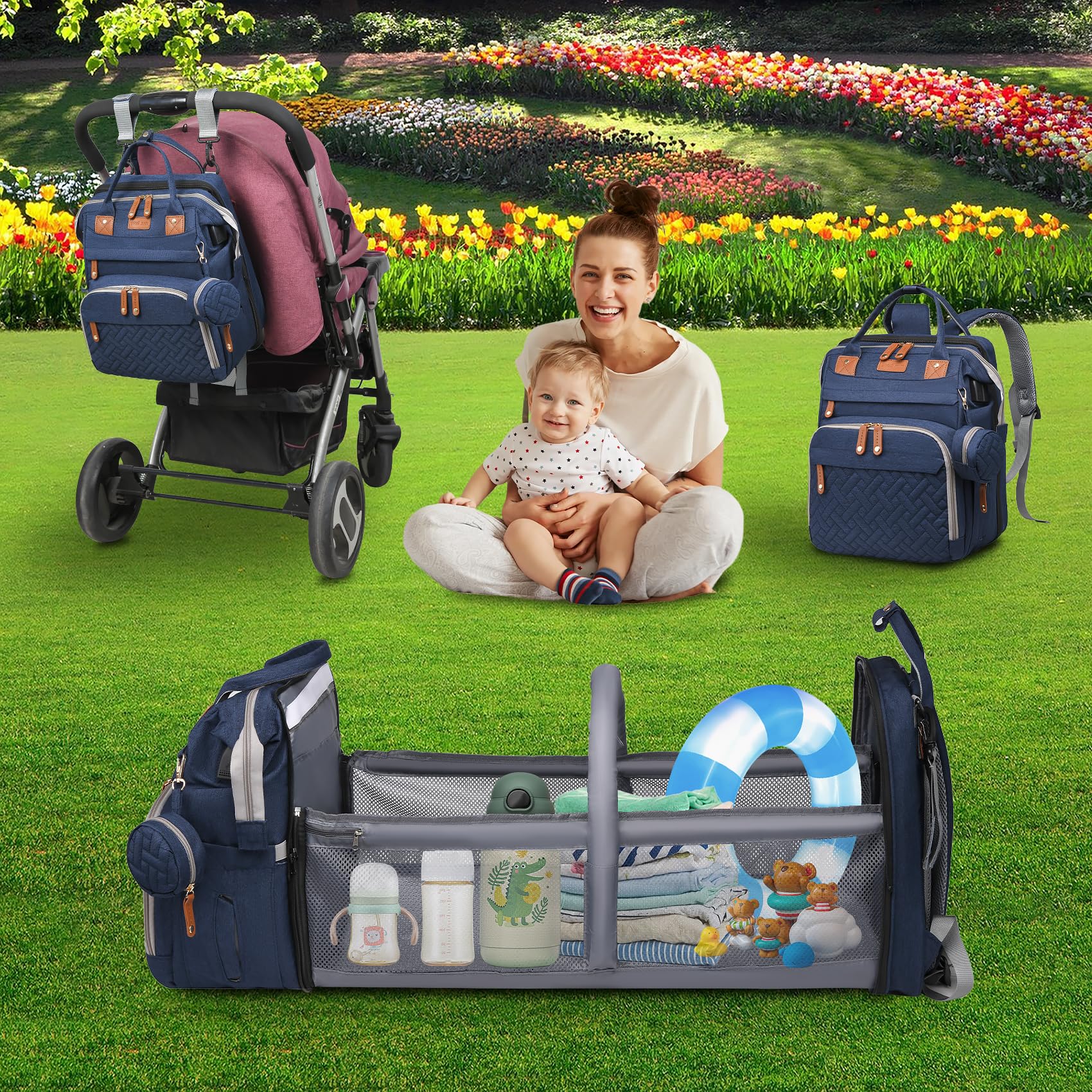 ANWTOTU diaper bag waterproof fabric keeps items protected