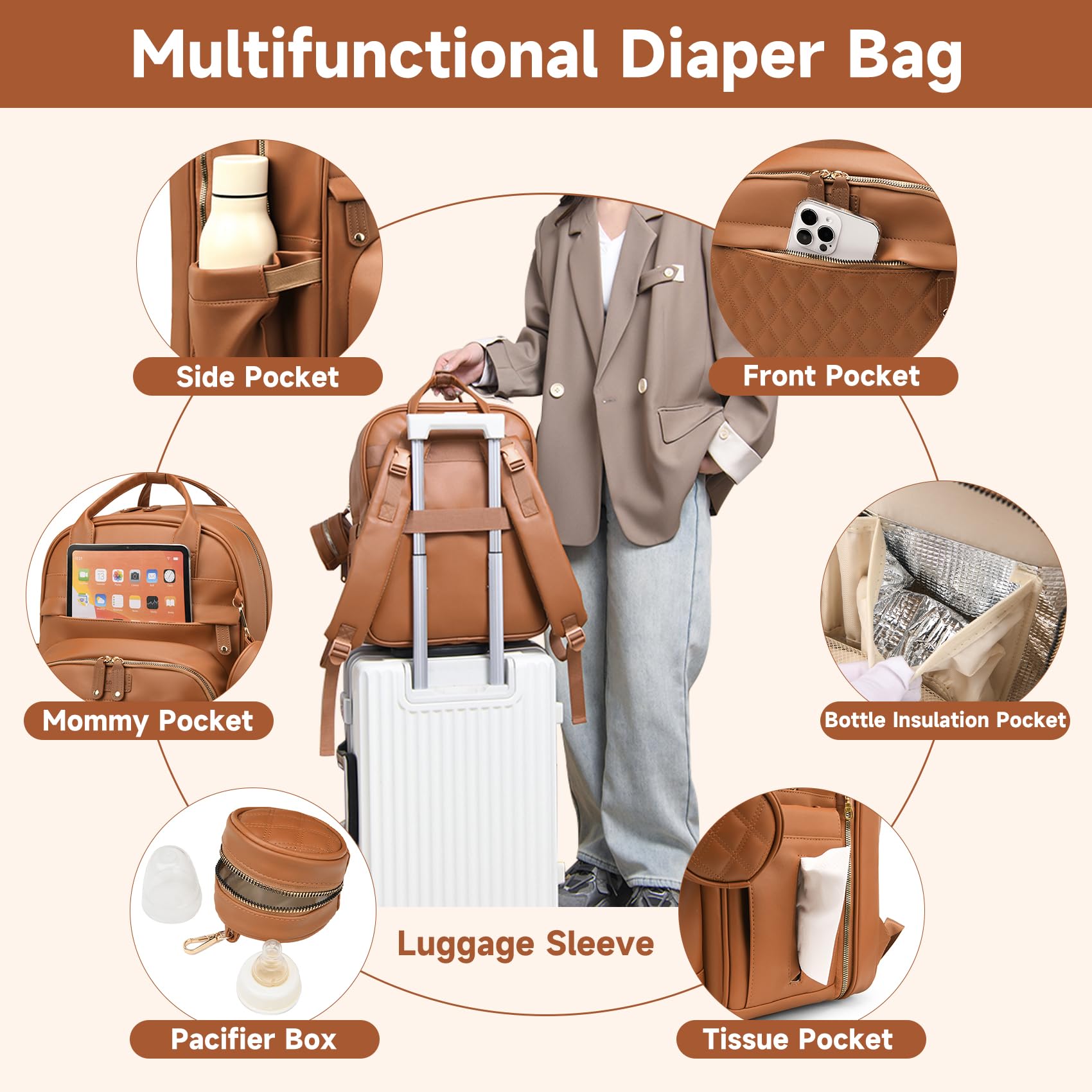 ANWTOTU reinforced shoulder straps and back panel distribute weight for comfortable carrying.