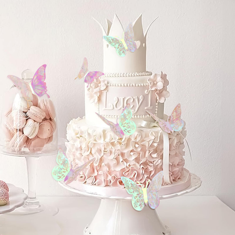 Anwyll Laser Pink 10cm butterfly style2 pairs with bouquets or cake toppers.