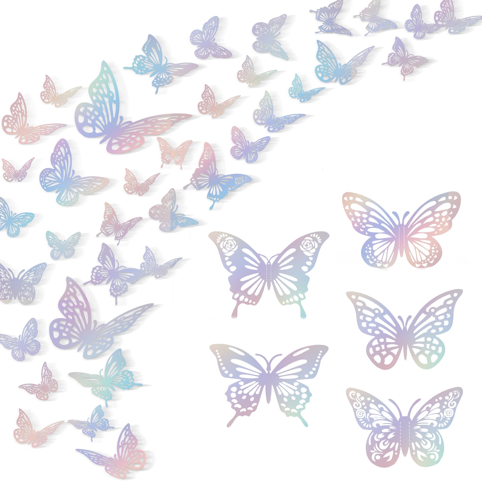 Anwyll Laser Silver 3D butterflies wall decor packet adds contemporary sparkle.