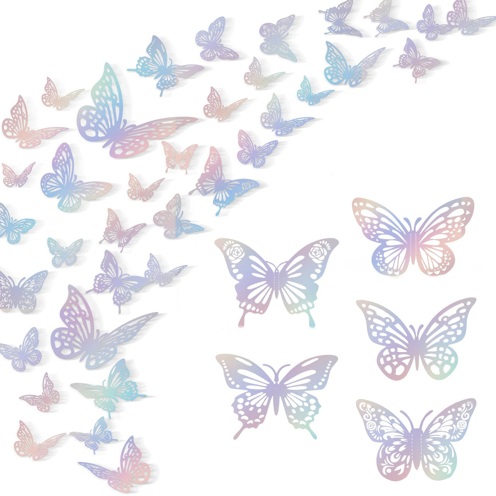 Anwyll Laser Silver 3D butterflies wall decor packet adds contemporary sparkle.