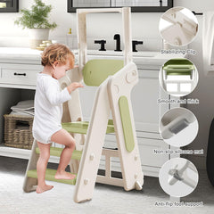 Anxeit Toddler Tower at kitchen counter enabling little cooks