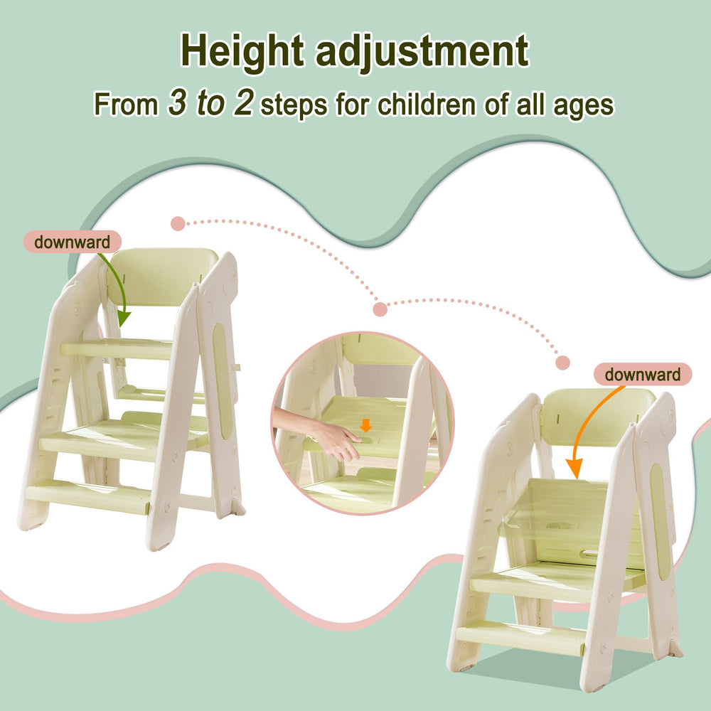 Anxeit Toddler Tower safety rail on the edge for secure hands-on tasks
