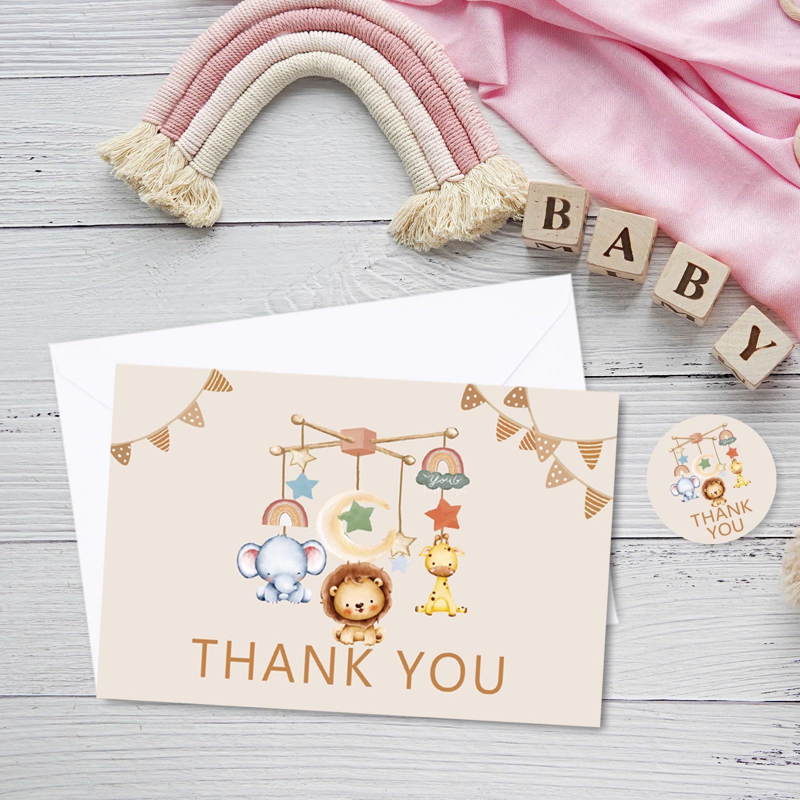 AnyDesign stickers for thank you cards add a charming seal.