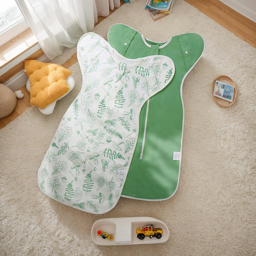 ANYEDDE baby shower gift-ready swaddle set with stylish green leaves pattern