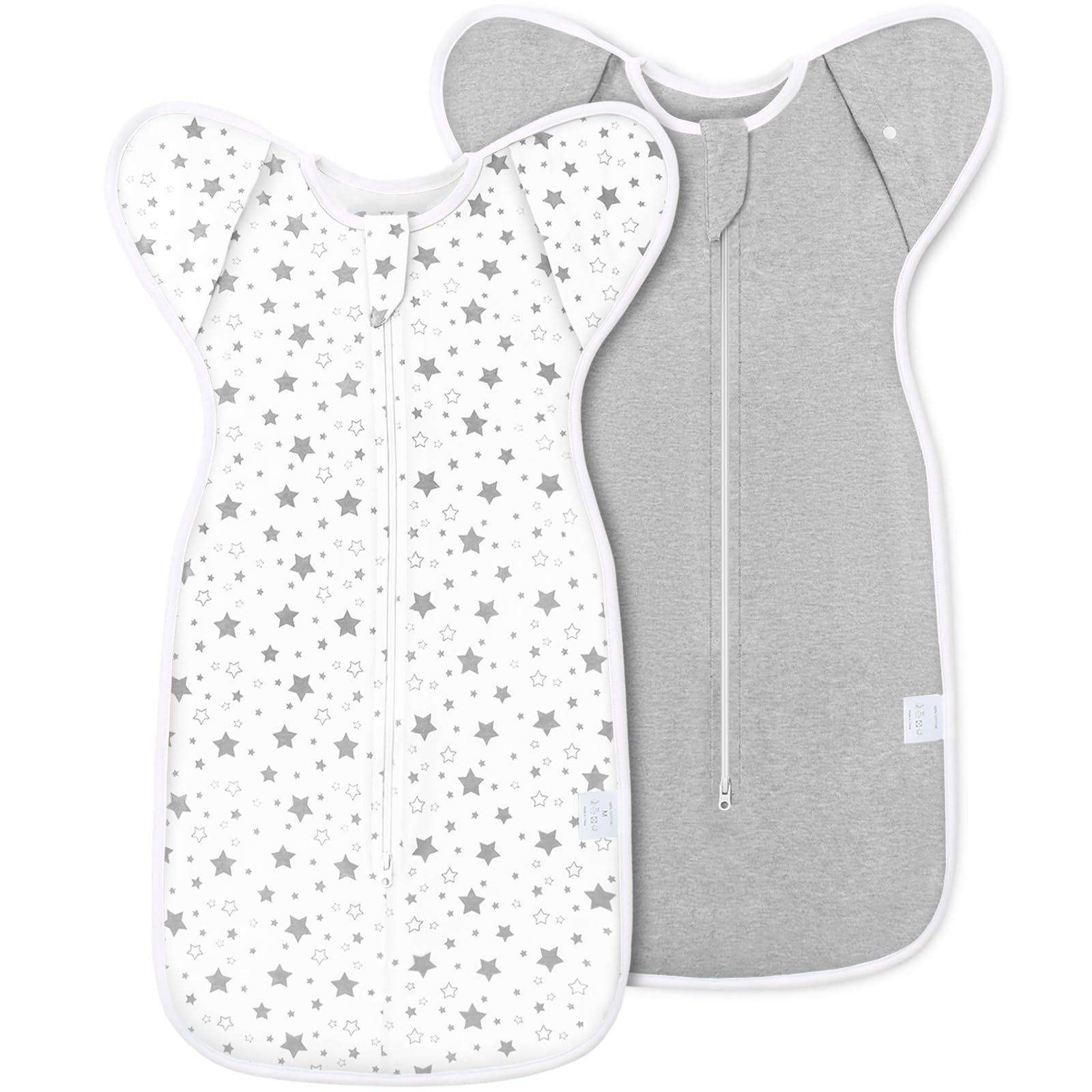 ANYEDDE baby swaddle sleep sack gray stars front view for cozy newborn comfort.