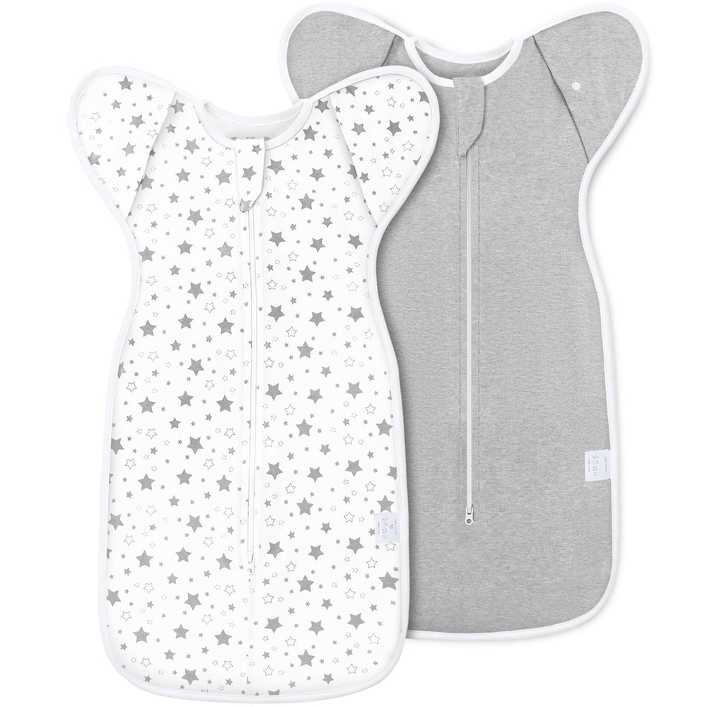ANYEDDE baby swaddle sleep sack gray stars front view for cozy newborn comfort.