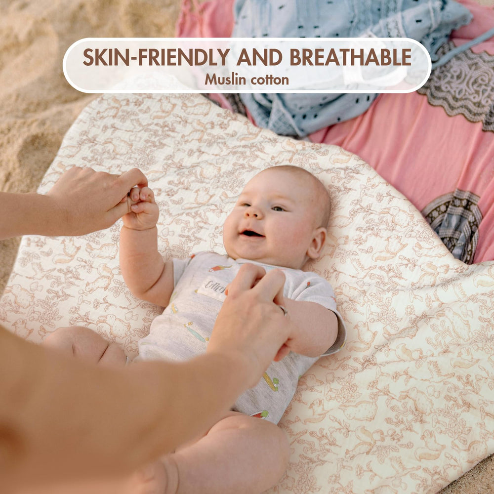ANYEDDE muslin minky blanket stroller-use setting highlights portable comfort on outings.