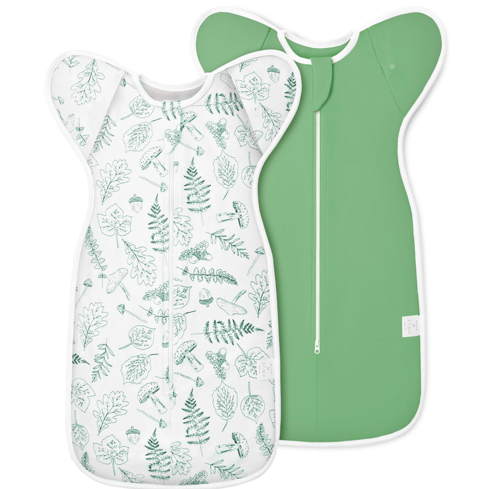 ANYEDDE newborn swaddle sleep sack in green leaves keeps baby snug for safe sleep