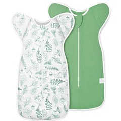 ANYEDDE newborn swaddle sleep sack in green leaves keeps baby snug for safe sleep
