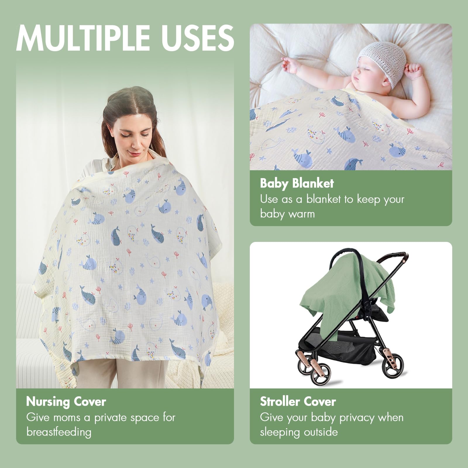 ANYEDDE nursing cover doubles as car seat or stroller cover for privacy.