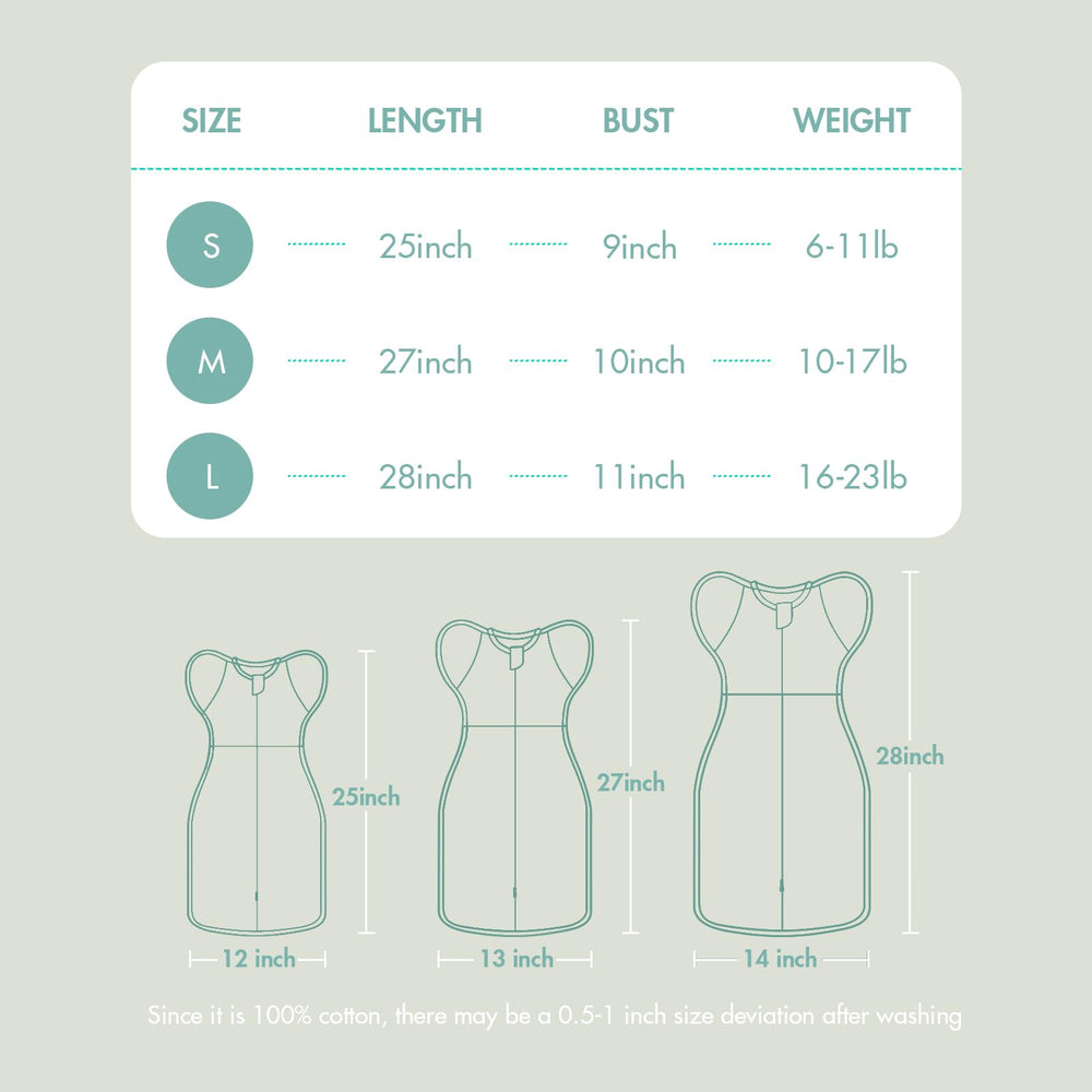 ANYEDDE swaddle sleep sack showing arms-in/out versatility for soothing