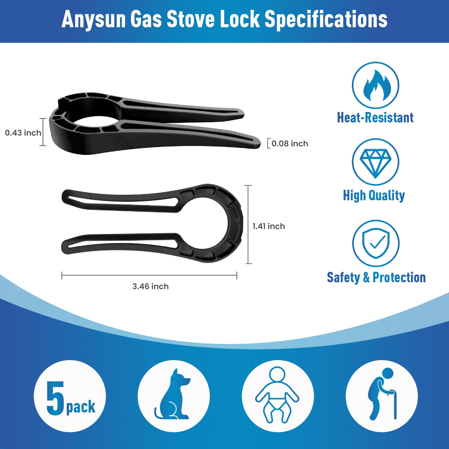 anysun black stove knob lock in use demonstrates discreet safety