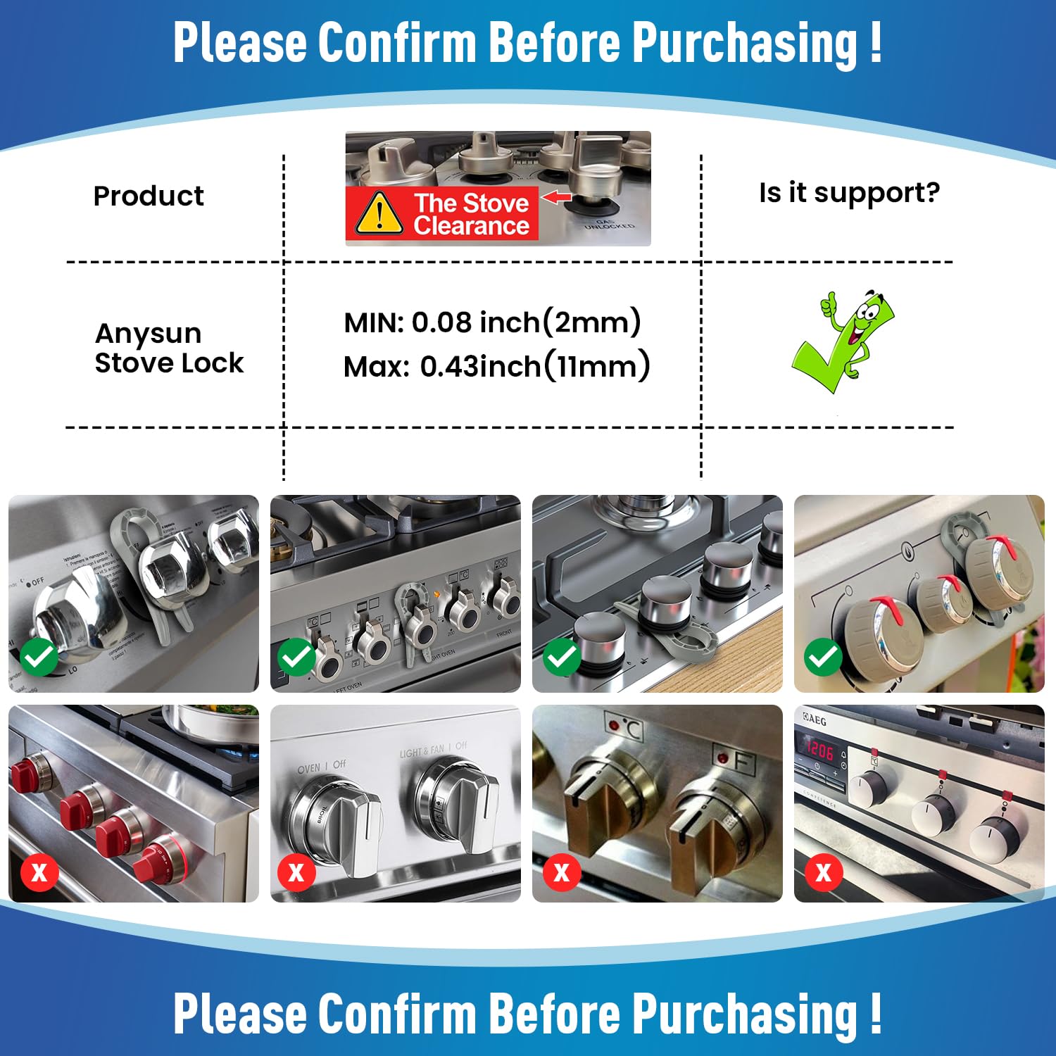 Anysun gas-stove knob lock back view highlights behind-knob design.